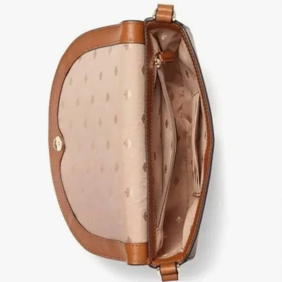 ❌SOLD ❌♠️ Kate Spade Luna Crescent Flap Crossbody Bag Leather Warm Gingerbread - Picture 4 of 13